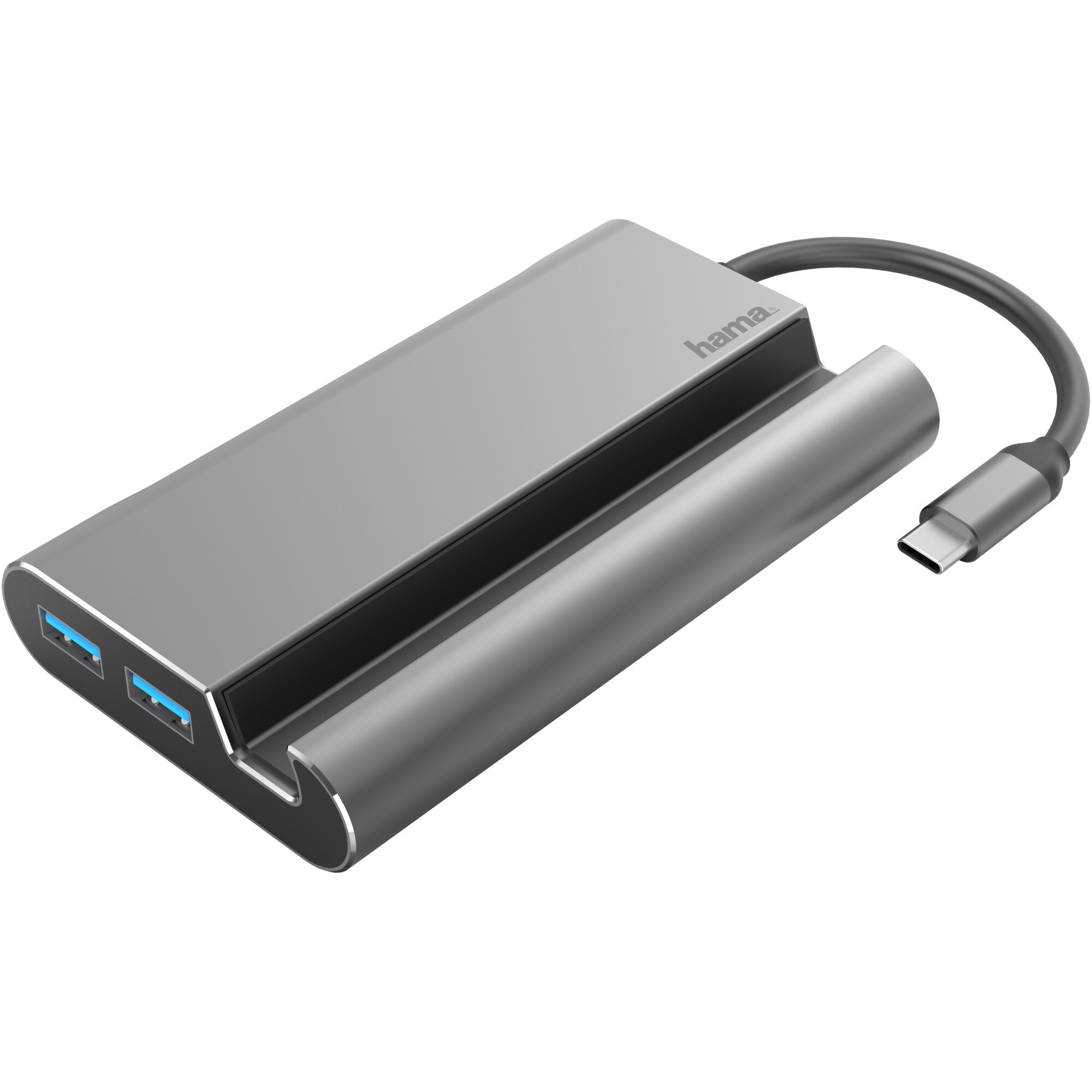 Docking station Hama 7in1 USB-C, Negru