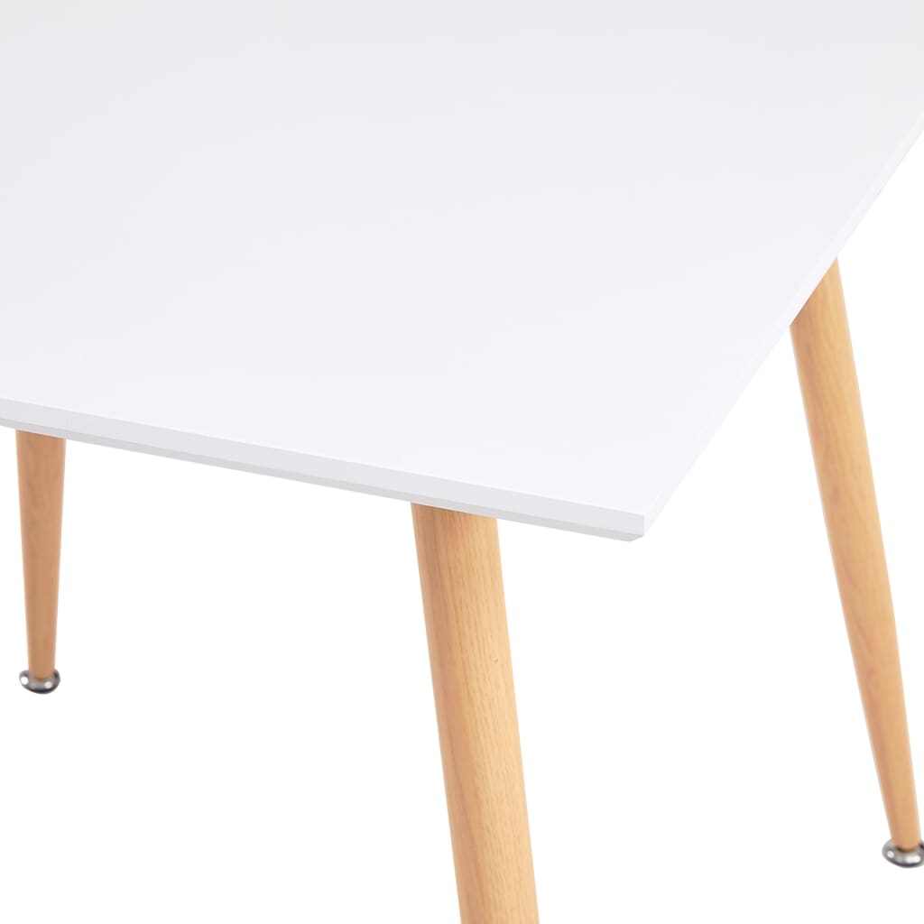 vidaXL 5 darabos étkezőgarnitúra, zöld szövet kárpítozású székekkel, asztal  tölgyszínű acéllábakkal és fehér asztallappal, 80,5 x 80,5 x 73 cm - eMAG.hu