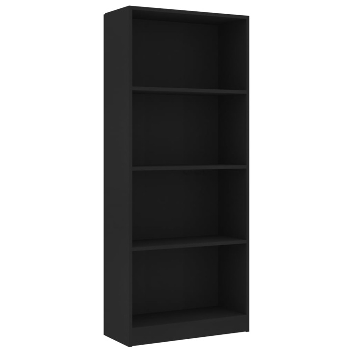 vidaXL 4 polcos fekete forgácslap könyvszekrény / polc 60 x 24 x 142 cm