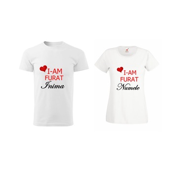 Set 2 tricouri personalizate cuplu, alb, M Set 2 tricouri personalizate cuplu, alb, M