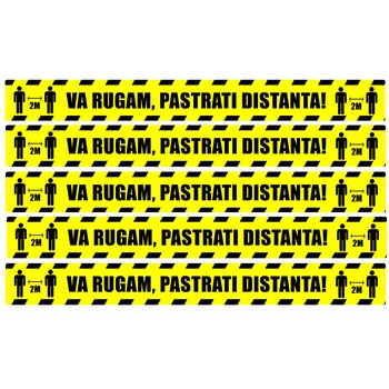 Stickere pentru Podea - Preventie Coronavirus - Pastrati Distanta 2M - 94X10 cm - set 5 bucati Stickere pentru Podea - Preventie Coronavirus - Pastrati Distanta 2M - 94X10 cm - set 5 bucati