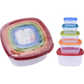 Set 5 cutii alimentare cu capac, plastic Set 5 cutii alimentare cu capac, plastic