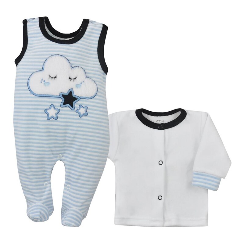 Compleu 2 piese salopeta si bluza pentru baieti Koala Chmurka 08-108, Albastru, 56 cm