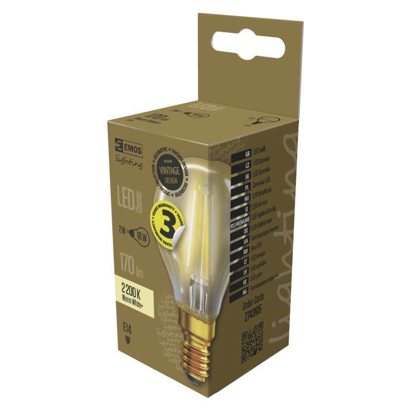 Mini bec LED, vintage, 2W, E14, Emos Z74305 - eMAG.ro