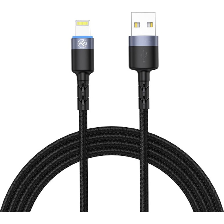 Cablu de date Tellur Lightning cu LED, Nailon, 2m, Negru