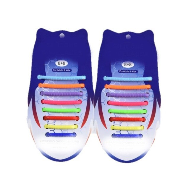 Sireturi Elastice din Silicon pentru pantofi sport, functie NO TOUCH, SIRETILA®, Curcubeu