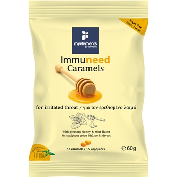 Immuneed Caramels - Dropsuri pentru gat iritat cu gust de Miere & Menta 60g Immuneed Caramels - Dropsuri pentru gat iritat cu gust de Miere & Menta 60g