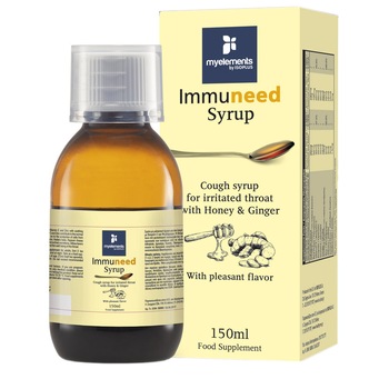 Immuneed Syrup - Sirop pentru gat iritat cu gust de Miere & Ghimbir 150ml Immuneed Syrup - Sirop pentru gat iritat cu gust de Miere & Ghimbir 150ml