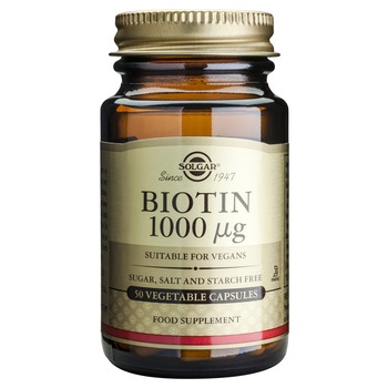 Supliment alimentar Biotina 1000mcg Solgar, 50 capsule Supliment alimentar Biotina 1000mcg Solgar, 50 capsule