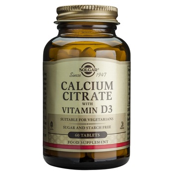 Supliment alimentar Calcium Citrate 250 mg D3 Solgar, 60 tablete Supliment alimentar Calcium Citrate 250 mg D3 Solgar, 60 tablete