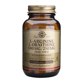 Supliment alimentar L-Arginina L-Ornitina 500 mg/250 mg Solgar, 50 capsule Supliment alimentar L-Arginina L-Ornitina 500 mg/250 mg Solgar, 50 capsule