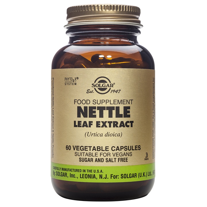 Supliment alimentar Extract din frunze de urzica Nettle Solgar, 60 capsule