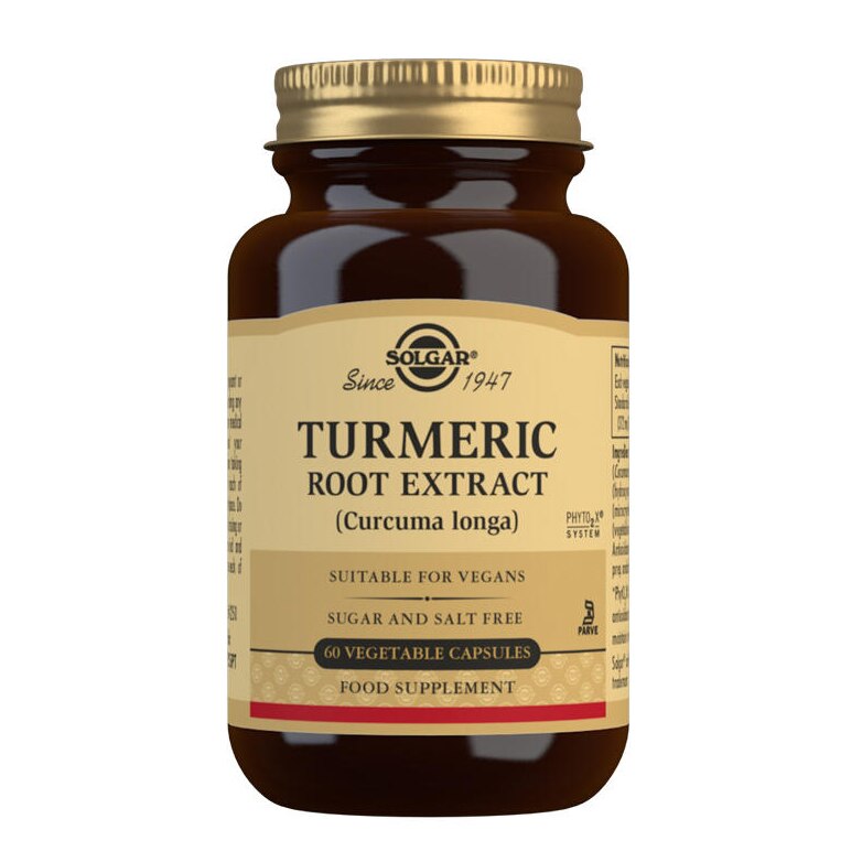 Supliment alimentar extract din radacina de Turmeric Solgar, 60 capsule