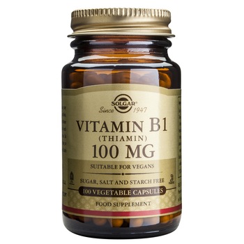 Supliment alimentar Vitamina B1 100mg Solgar, 100 capsule Supliment alimentar Vitamina B1 100mg Solgar, 100 capsule