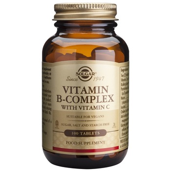 Supliment alimentar Vitamina B-Complex cu vitamina C Solgar, 100 tablete Supliment alimentar Vitamina B-Complex cu vitamina C Solgar, 100 tablete