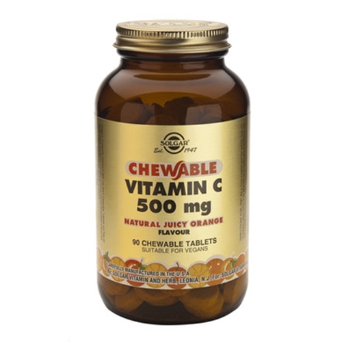 Supliment alimentar Vitamina C 500mg cu aroma de portocale Solgar, 90 tablete