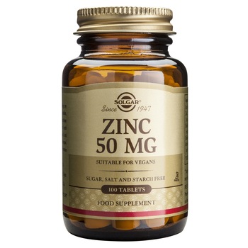 Supliment alimentar Zinc Gluconate 50mg Solgar, 100 tablete Supliment alimentar Zinc Gluconate 50mg Solgar, 100 tablete