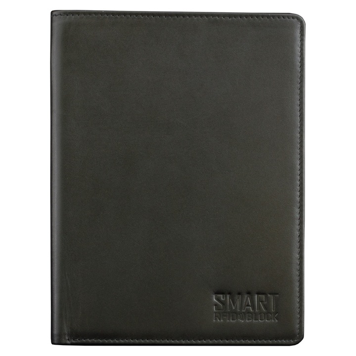 Portofel barbati pentru Pasaport si Carduri Protectie RFID STOP, CI buzunar, Koruma, SM-948PBL, Negru