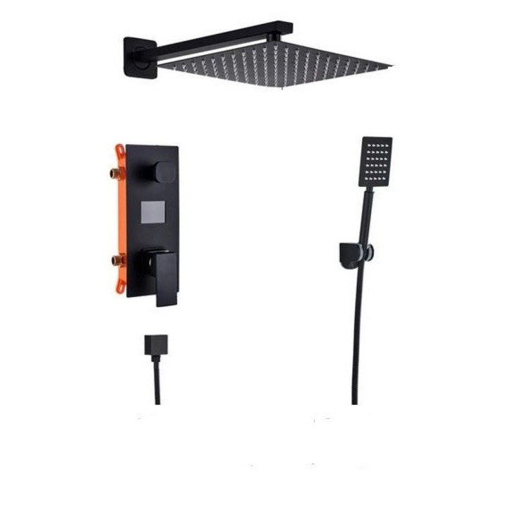 Set de dus Negru, AquaSpa, Display Led,Palarie de 30 CM