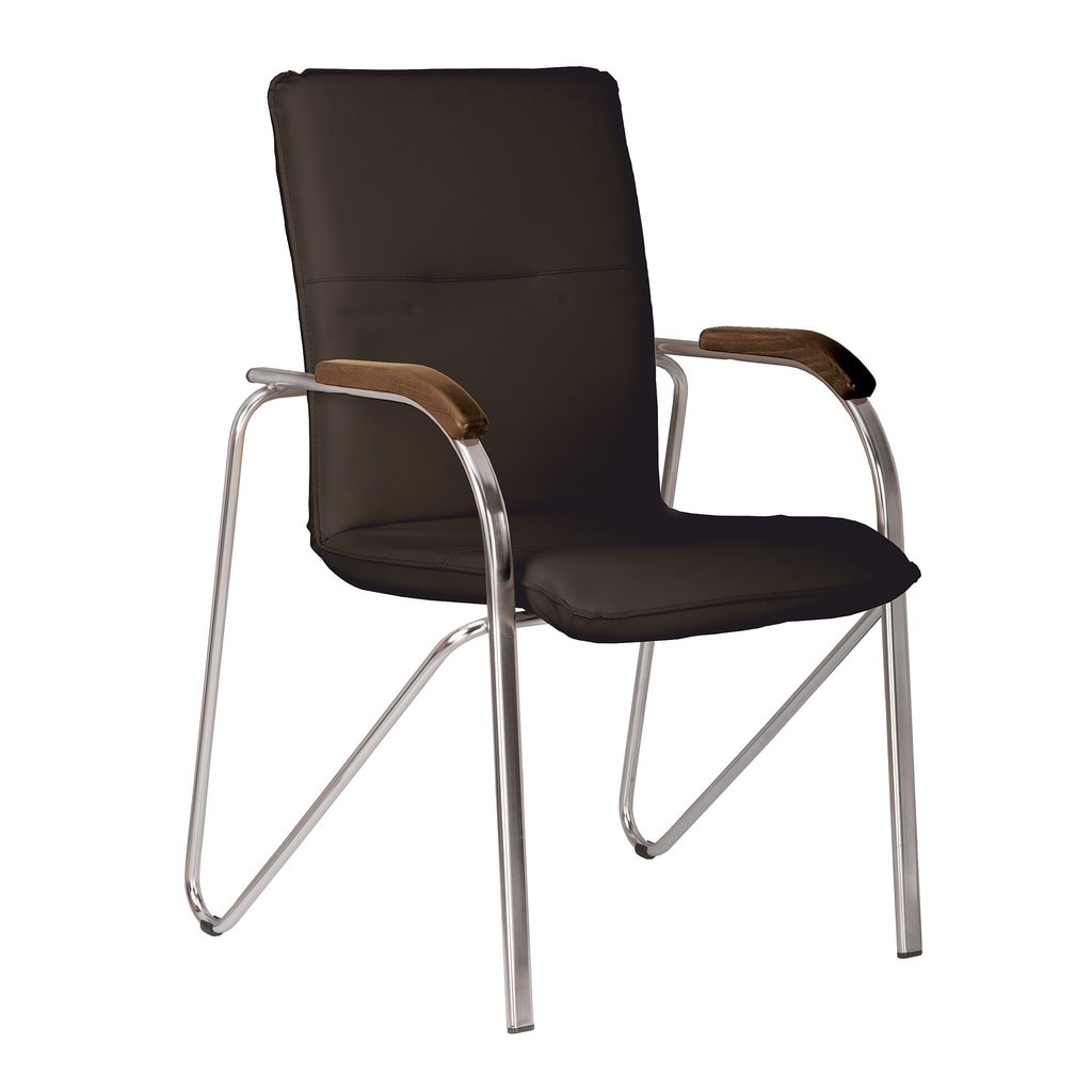 Scaun vizitator SAMBA Wood, Wenge piele ecologica, Ergonica