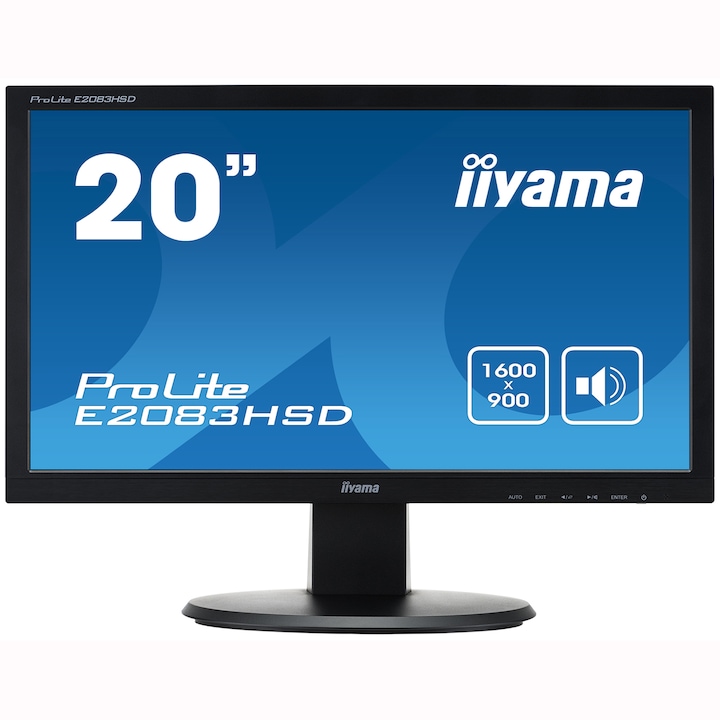 Iiyama ProLite E2083HSD LED monitor, 19.5, DVI, VGA, Hangszórók, Fekete