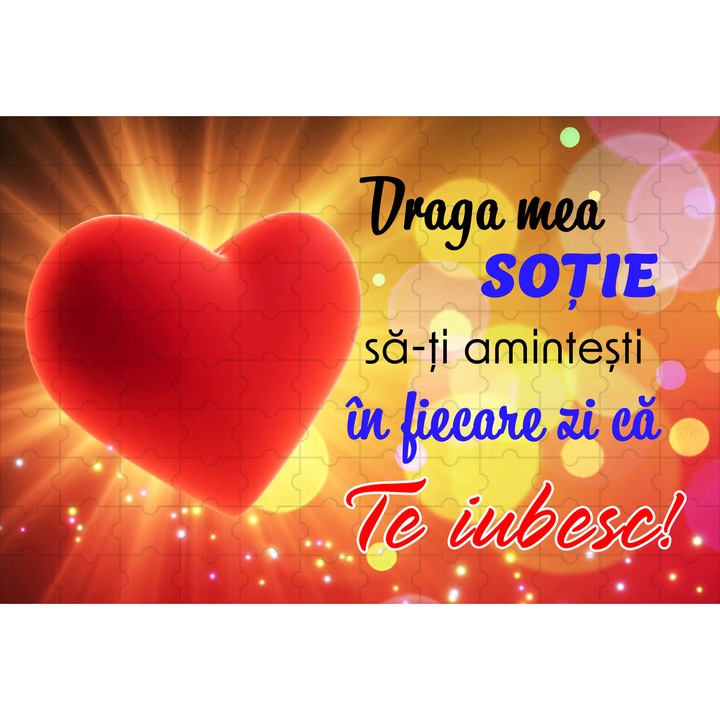 Puzzle personalizat A5 magnetic, personalizat Draga mea sotie, 63 piese, Pop Radu Daniel II