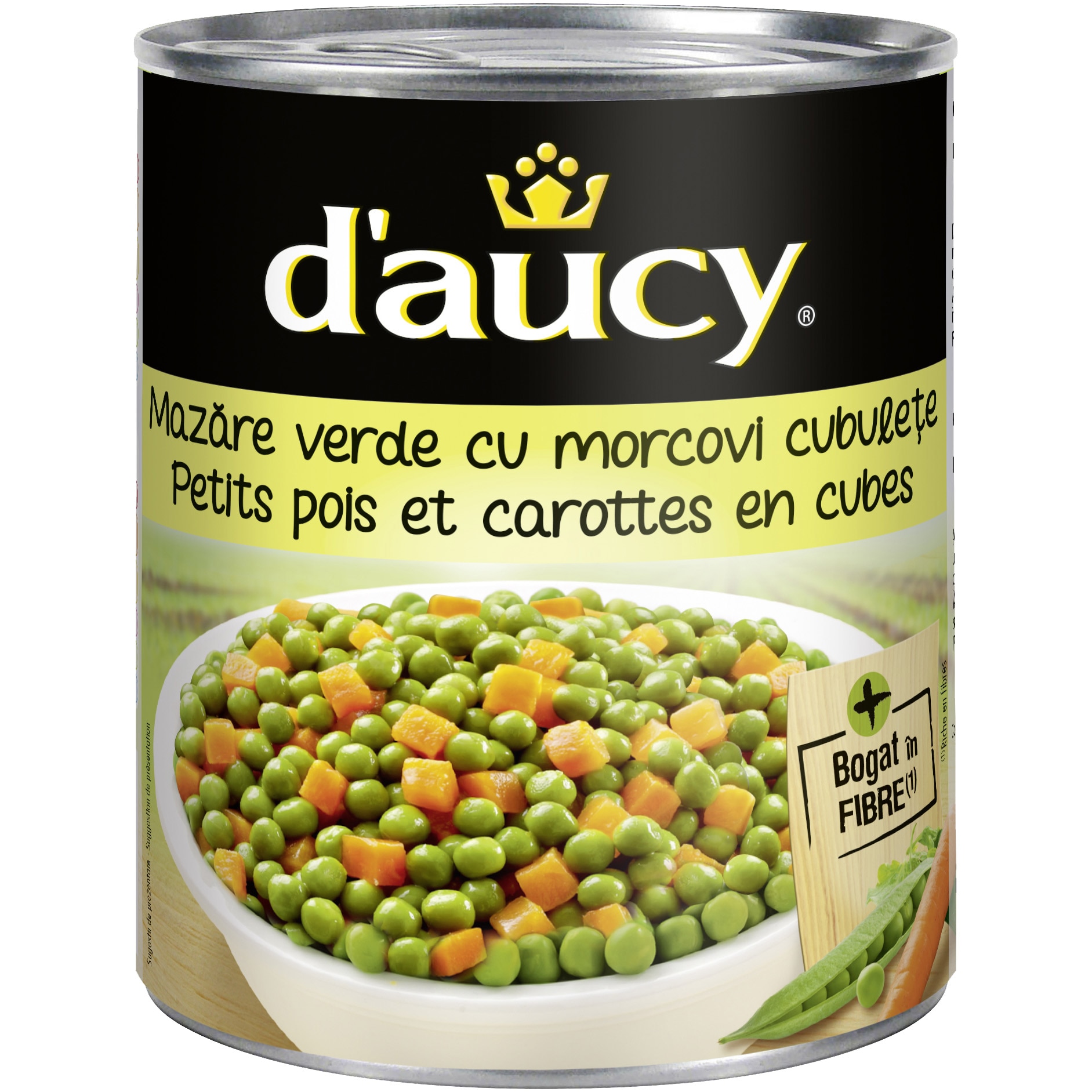 Mazare verde cu morcovi cubulete Daucy, 800g