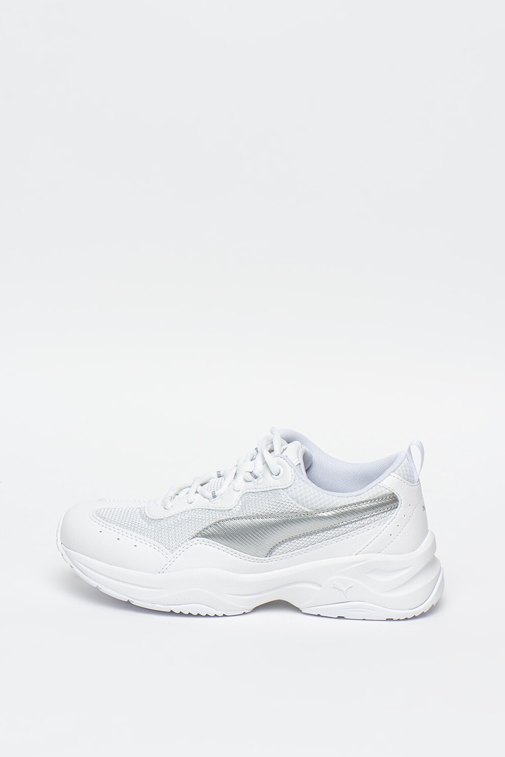 Puma, Pantofi sport de piele ecologica, cu garnitura metalizata Cilia