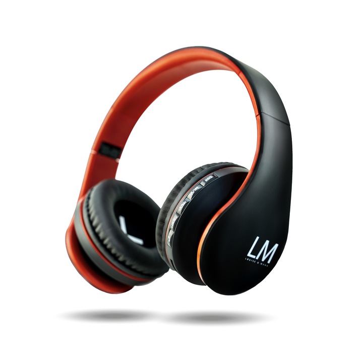 Louise&Mann Bluetooth fejhallgató, vezeték nélküli fül köré illeszkedő összehajtható, micro SD, FM Rádió , Piros