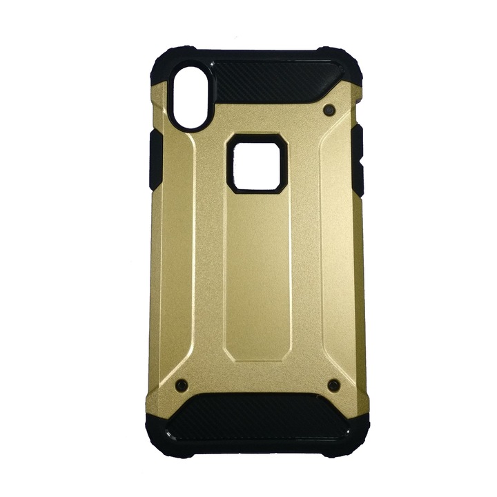 Husa de protectie compatibila cu Iphone XS MAX, silicon cu policarbonat, carcasa Antisoc Armor, Gold