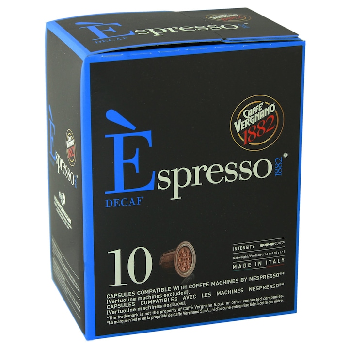 Vergnano 50G Espresso Decaffeinato Kávé Kapszula 10DB, Nespresso Kompatibilis