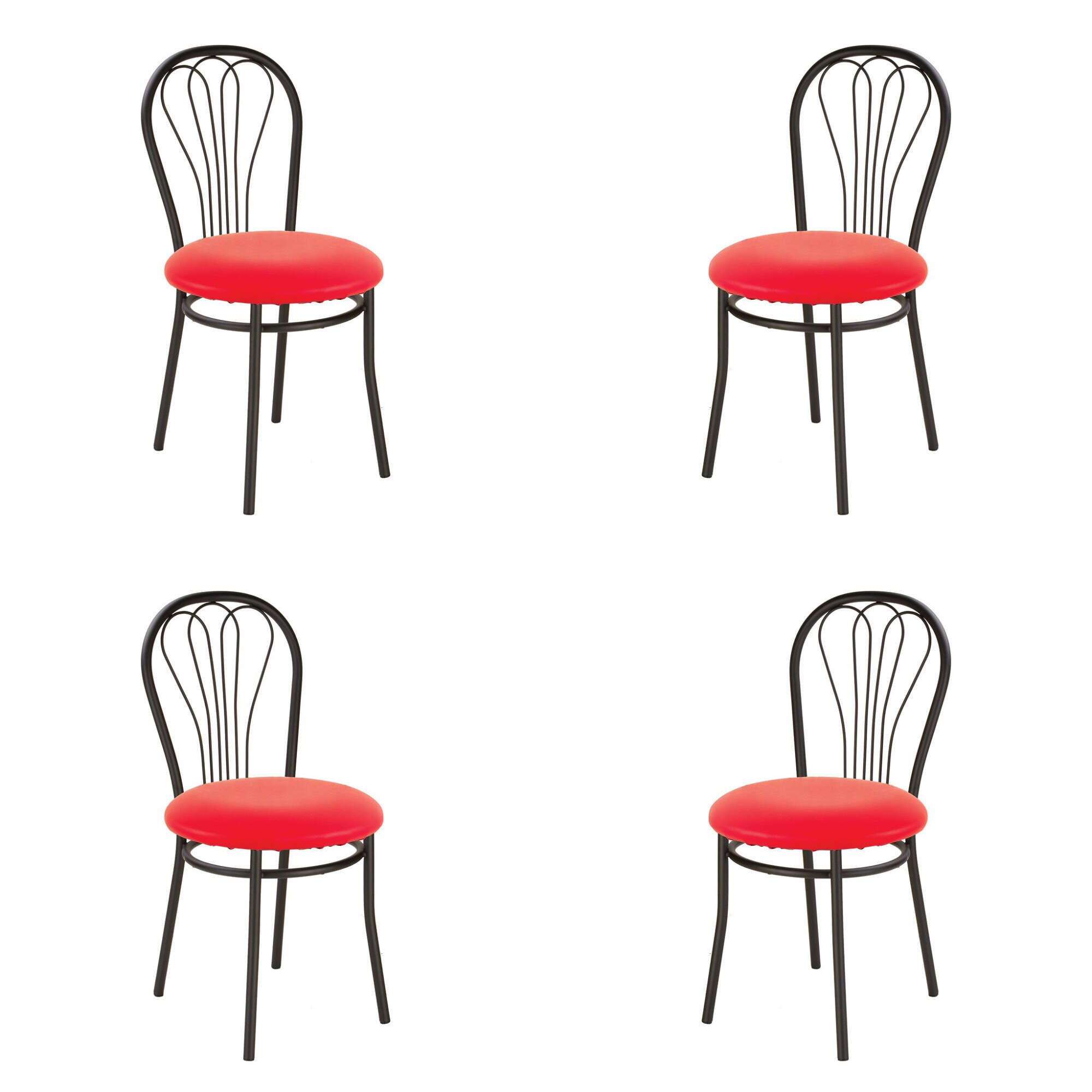 Set 4 scaune bucatarie VENUS Black, Rosu piele ecologica