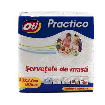 Servetele Masa OTI Practico, 1 Strat, 33x33 cm, 80 Bucati/Set, Culoare Alba Servetele Masa OTI Practico, 1 Strat, 33x33 cm, 80 Bucati/Set, Culoare Alba