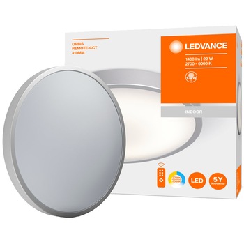 Plafoniera LED cu telecomanda Ledvance Orbis, 22W, 1400 lm, temperatura lumina reglabila (2700K/4000K/6000K), IP20, 410 mm, Aluminiu, Alb Plafoniera LED cu telecomanda Ledvance Orbis, 22W, 1400 lm, temperatura lumina reglabila (2700K/4000K/6000K), IP20, 410 mm, Aluminiu, Alb