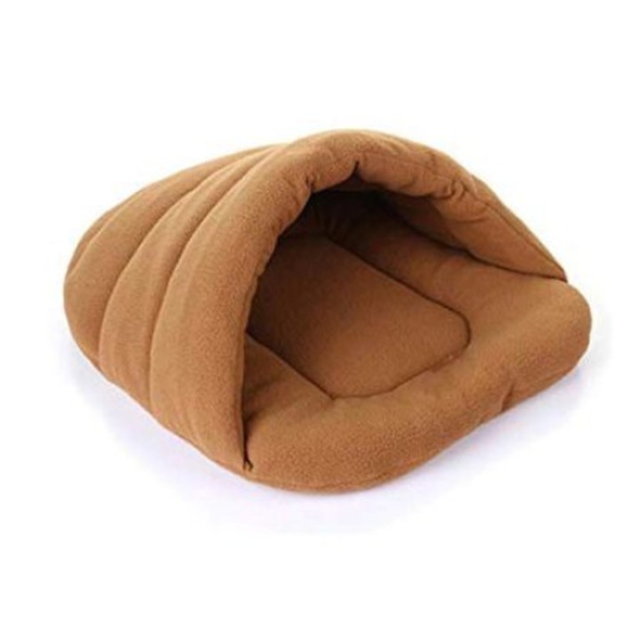 Pat din plus pentru caini si pisici, tip cort, S, 44x43 cm, Maro