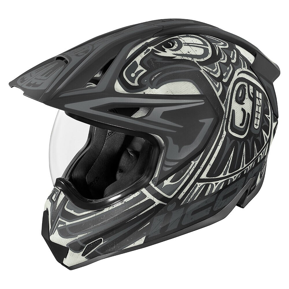 Casca moto, Icon, Variant Pro Totem, gri, negru, marime XS