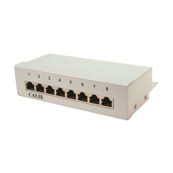 Patch Panel nerackabil cat5e ecranat 8port x RJ45 cu suport de cabluri integrat, LanKATT (fully shielded) Patch Panel nerackabil cat5e ecranat 8port x RJ45 cu suport de cabluri integrat, LanKATT (fully shielded)