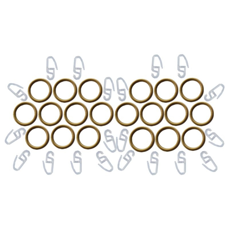 Set 20 Inele din Plastic pentru bara de 19mm Auriu antic, cu agatatori din plastic Transparent