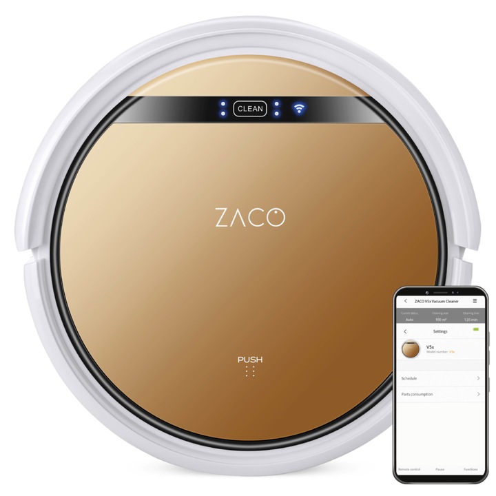 Роботизирана прахосмукачка ZACO iLife V5x, Плюс МОП, Систематично почистване с навигация, WiFi, Златист