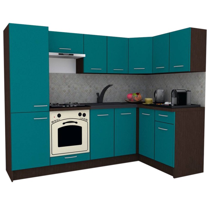 Set Bucatarie de Colt GENA NEW 1 DR 140-250, Genarom, Cu Corp de Cuptor, Wenge / Decor 0245