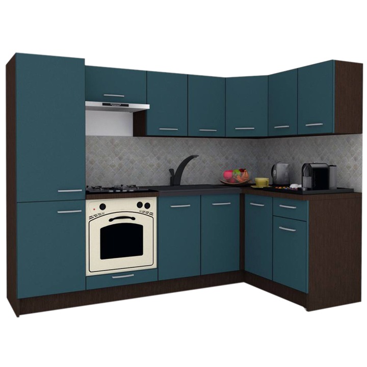 Set Bucatarie de Colt GENA NEW 1 DR 140-250, Genarom, Cu Corp de Cuptor, Wenge / Decor 0244