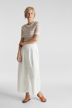 Esprit, Pantaloni cu croiala ampla din amestec de lyocell, Alb Esprit, Pantaloni cu croiala ampla din amestec de lyocell, Alb