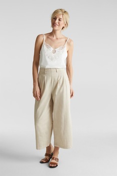 Esprit, Pantaloni cu croiala ampla din amestec de lyocell, Bej Esprit, Pantaloni cu croiala ampla din amestec de lyocell, Bej