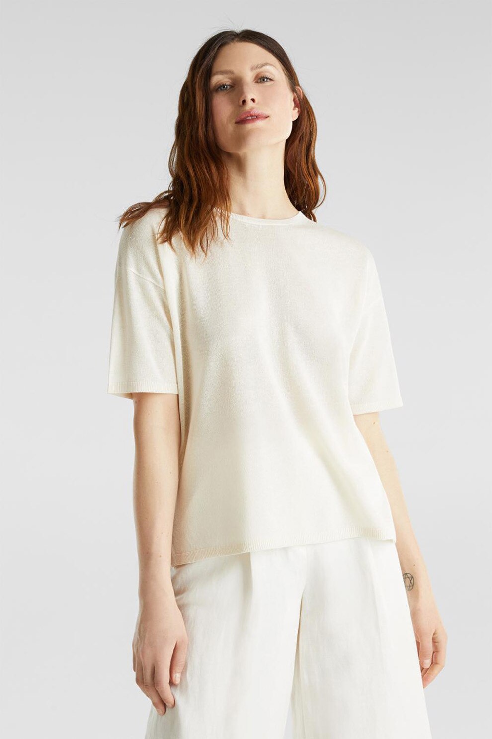 Esprit, Bluza cu maneci cazute, Alb prafuit