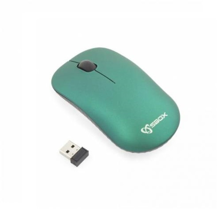 Мишка Sbox WM-384G 1200 DPI, Безжична зелена