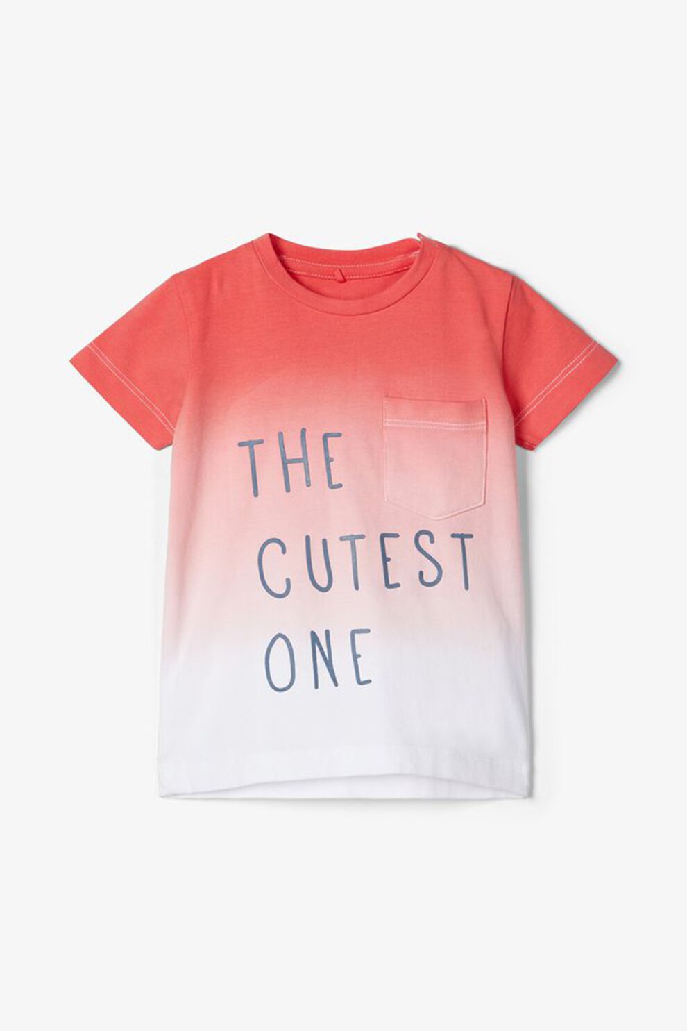 NAME IT, Tricou din amestec de bumbac organic, cu imprimeu cu mesaj, Corai/Alb