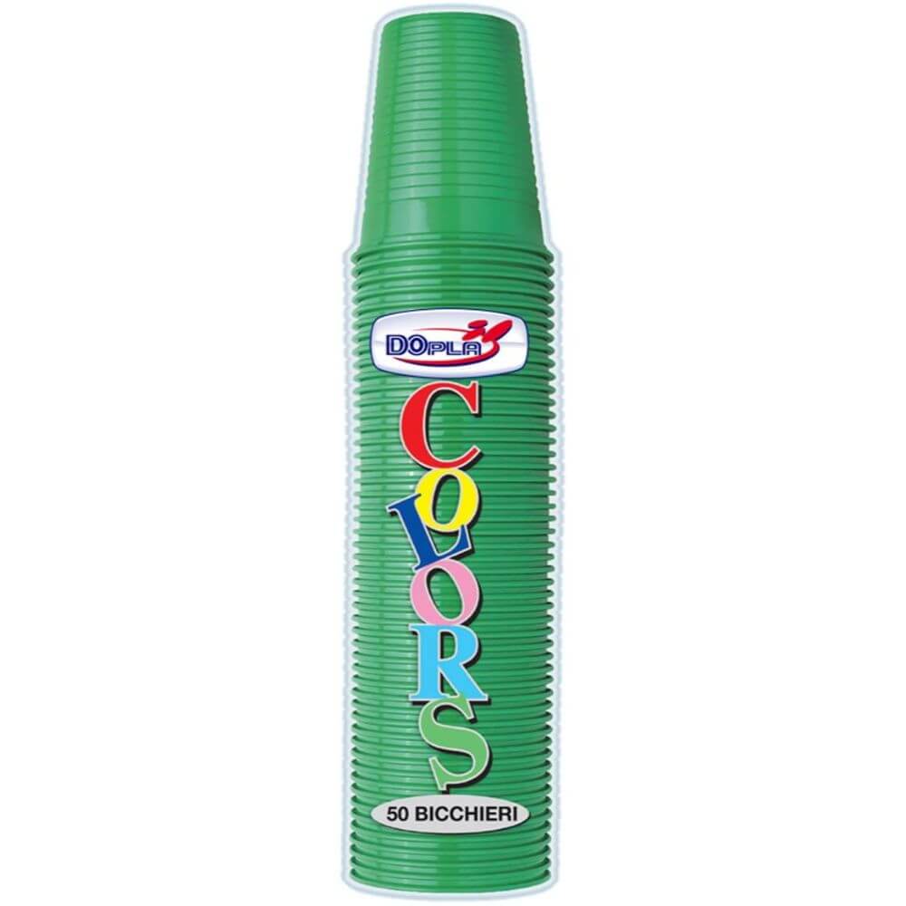 Pahare Plastic Oti Dopla, 50 Buc/Set, 200 ml, Culoare Verde
