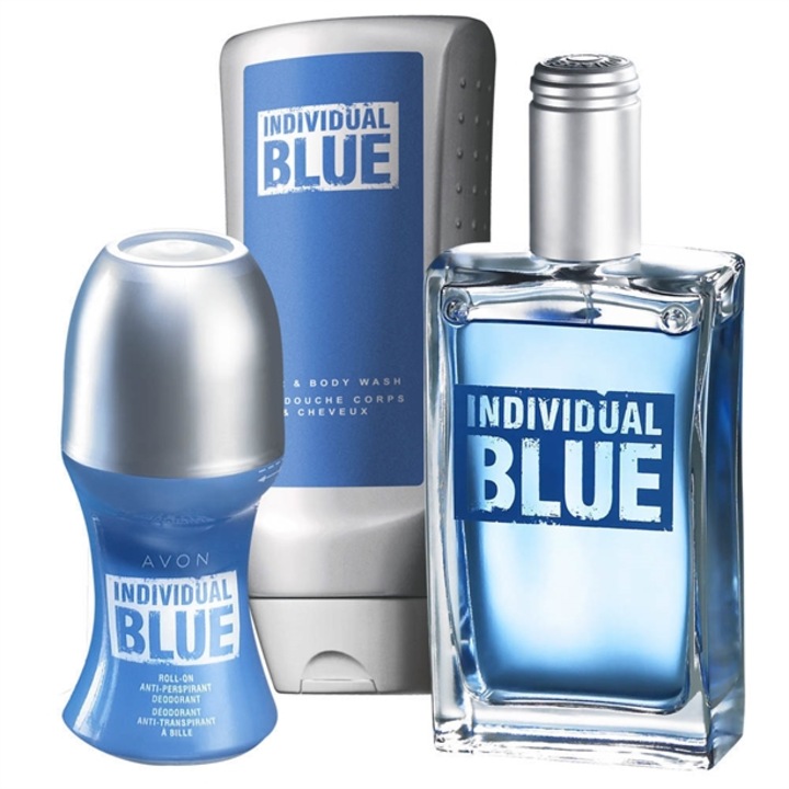Set Individual Blue, Avon- Apa de toaleta 100 ml, Deodorant cu bila 50 ml si Gel de dus 250 ml