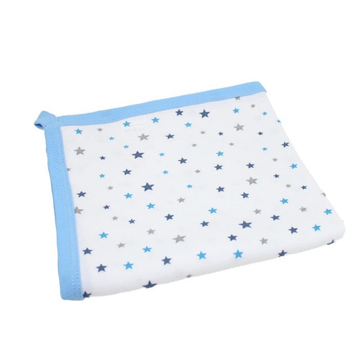 Paturica bumbac, alba cu stelute albastre si gri, 80x90cm