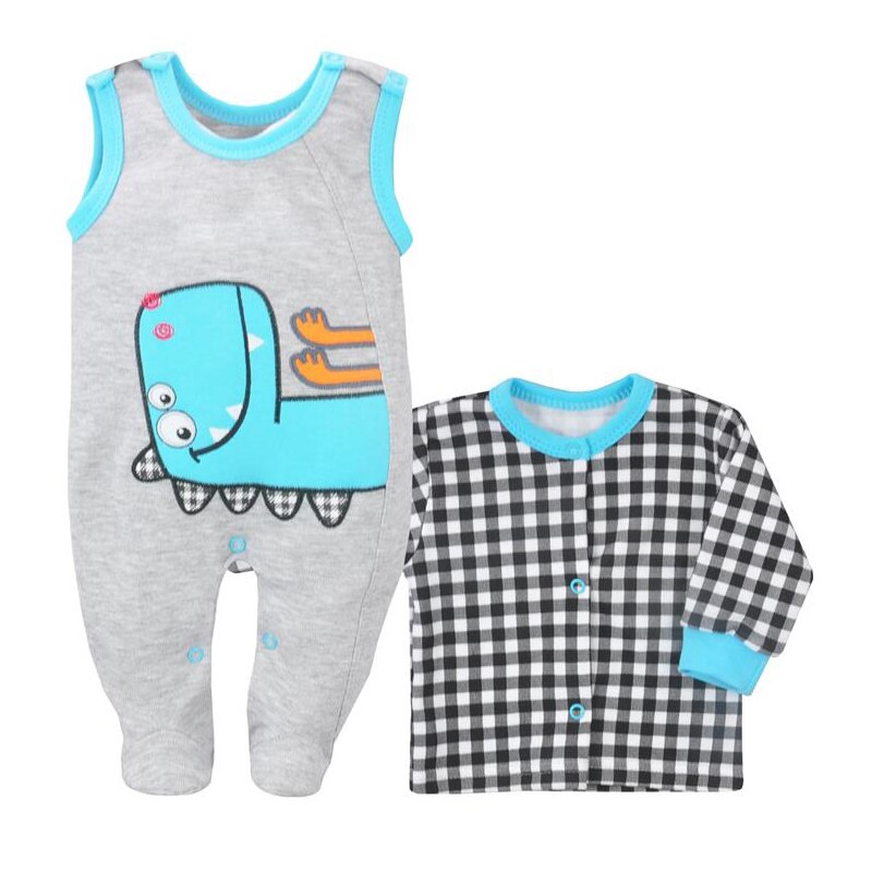 Compleu 2 piese salopeta si bluza pentru baieti Koala Roar 06-442, Gri, 56 cm